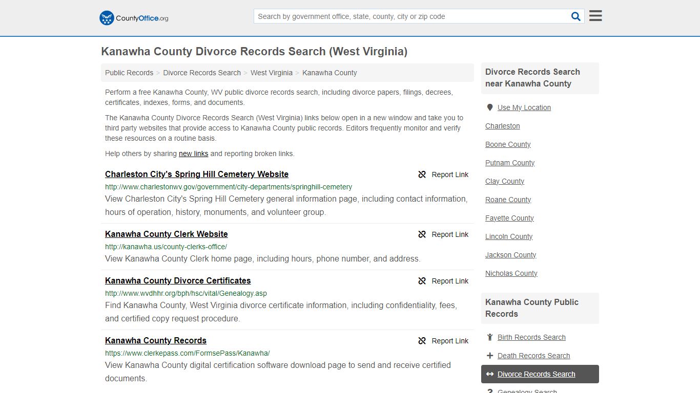 Kanawha County Divorce Records Search (West Virginia) - County Office