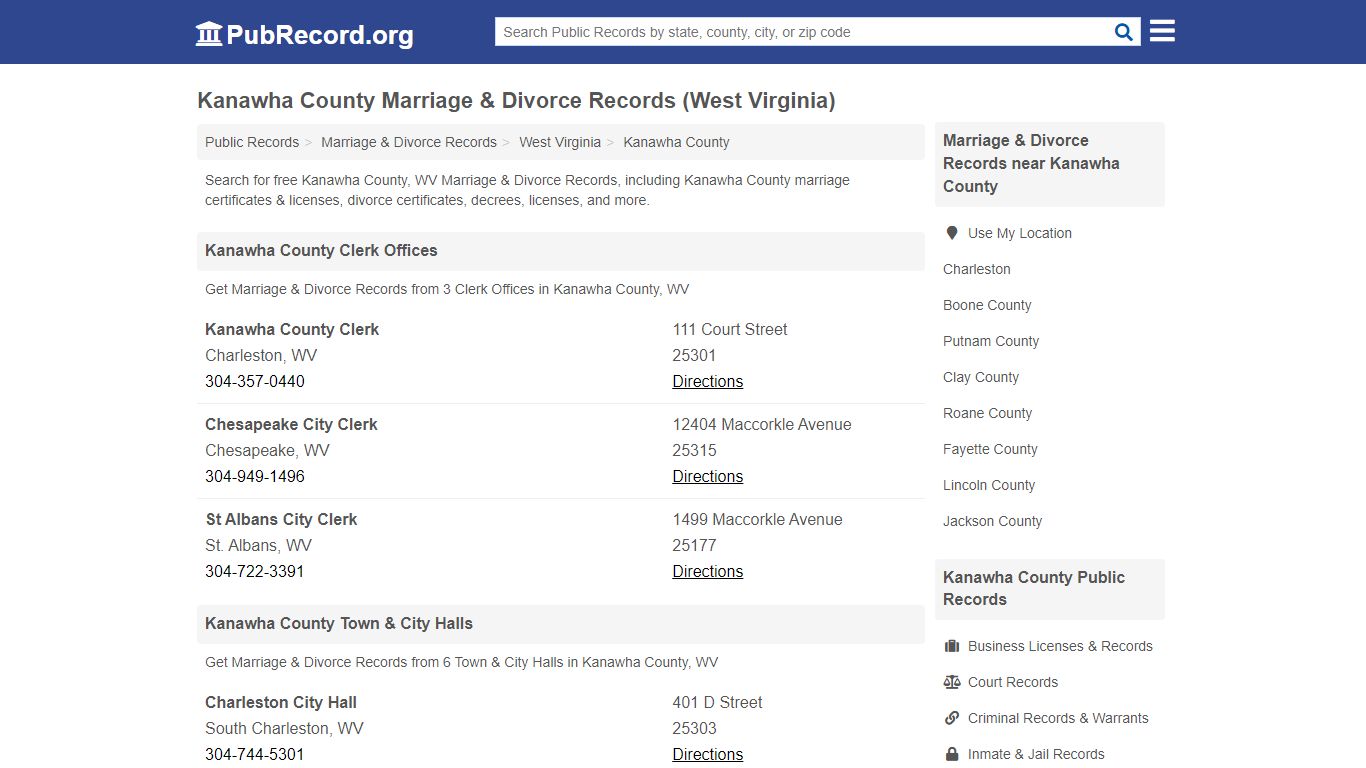 Kanawha County Marriage & Divorce Records (West Virginia)